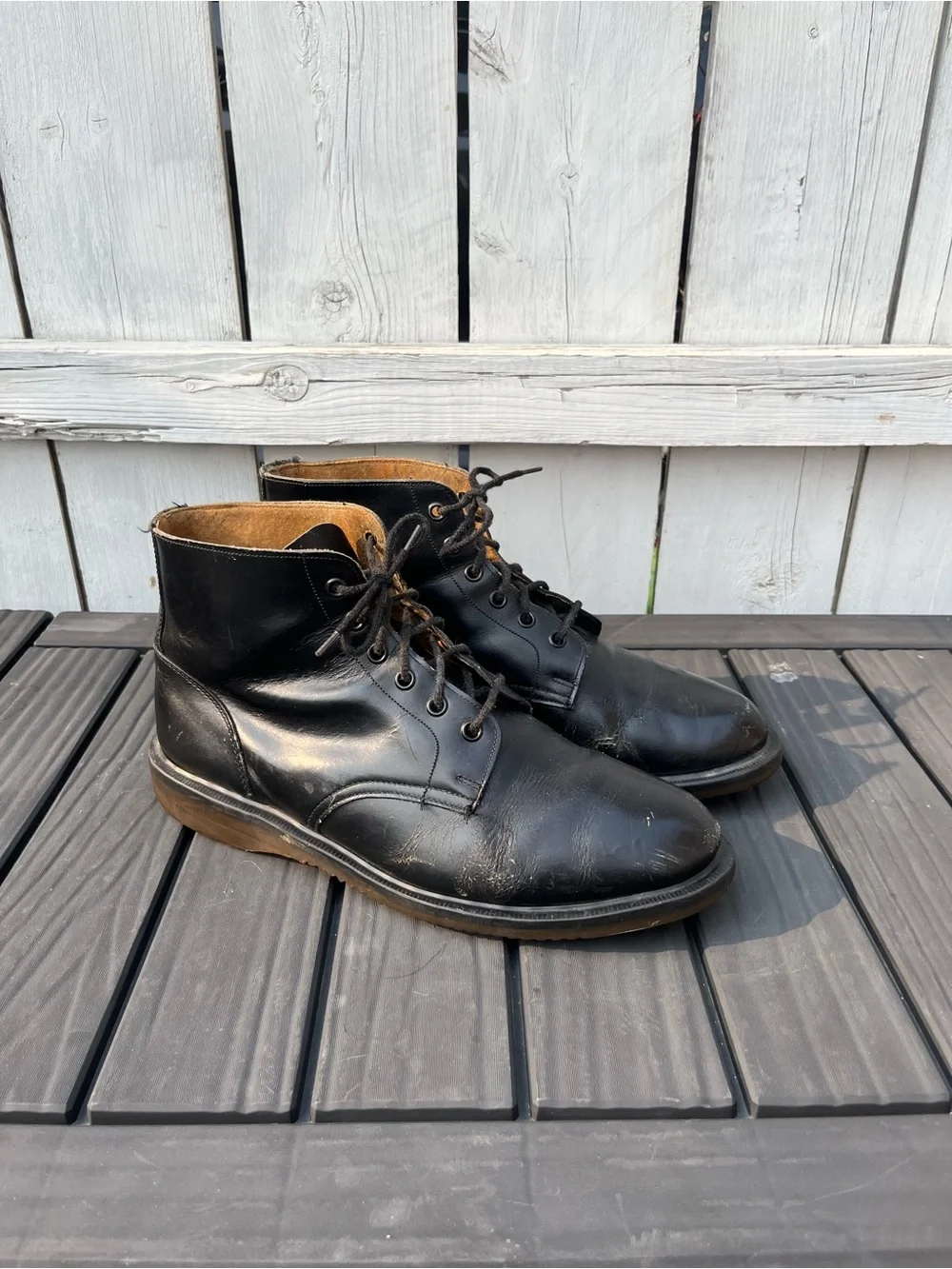 Vintage Dr. Doc Martens Black Leather Boots 6 Eyelet Made in England Size 10